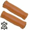 VELO Poignées De Guidon Vélo En Cuir Véritable Marron