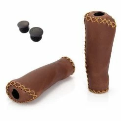 VELO Poignées Vélo Ergonomiques Imitation Cuir Marron -VTC électriques Soldes poignees velo ergonomiques imitation cuir marron full 3